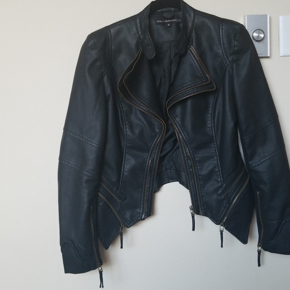 High fashion black leather jacket